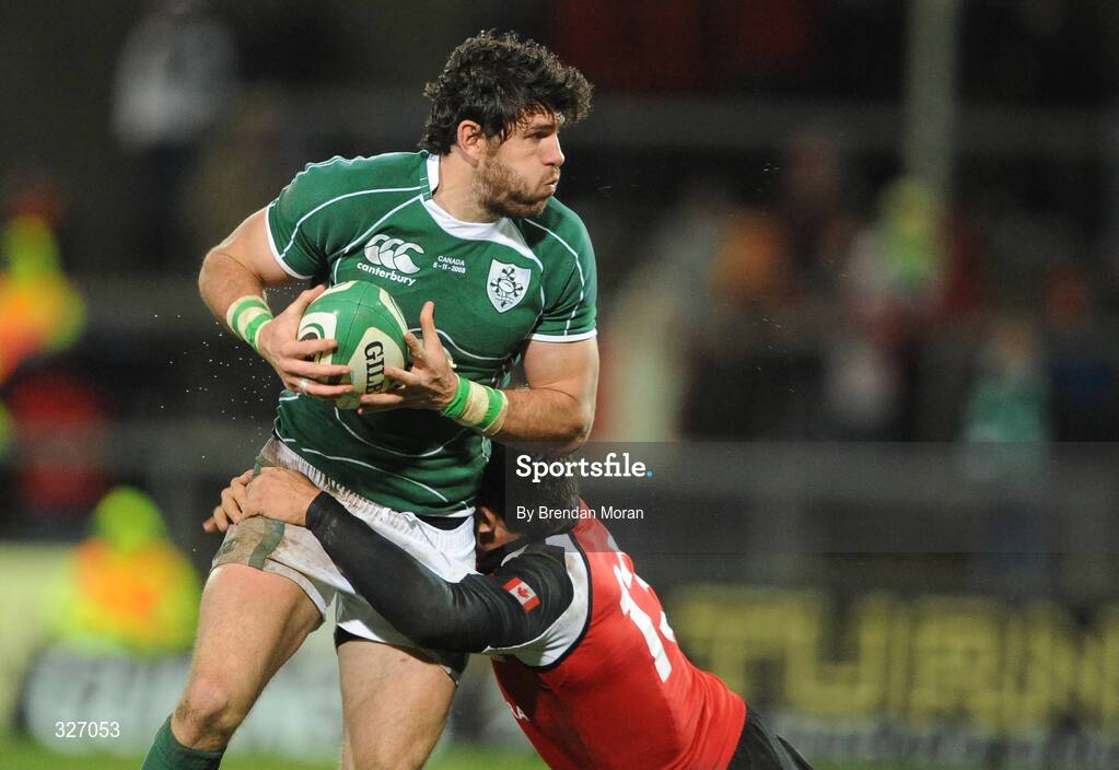 8 November 2008; Shane Horgan, Ireland, is tackled by Bryn Keys, Canada. Guinness Autumn Internationals, Ireland v Canada, Thomond Park, Limerick. Picture credit: Brendan Moran / SPORTSFILE