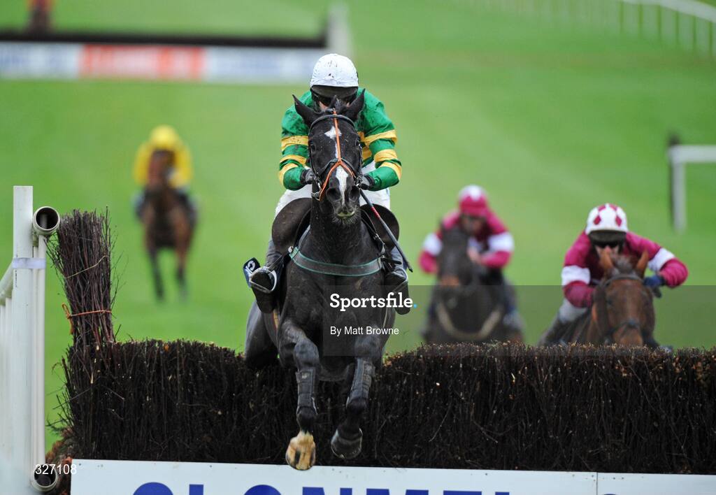 13 November 2008; Glenfinn Captain, with Barry Geraghty up, jumps the last on the way to winning the Clonmel Oil Steeplechase. Clonmel Racecourse, Clonmel, Co. Tipperary. Picture credit: Matt Browne / SPORTSFILE