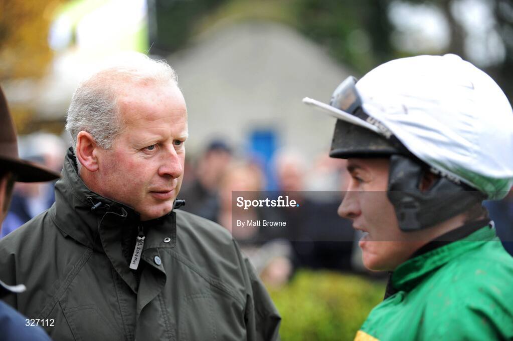 13 November 2008; Tom Taaffe, trainer, left, with Barry Geraghty after Glenfinn Captain won the Clonmel Oil Steeplechase. Clonmel racecourse, Clonmel, Co. Tipperary. Picture credit: Matt Browne / SPORTSFILE