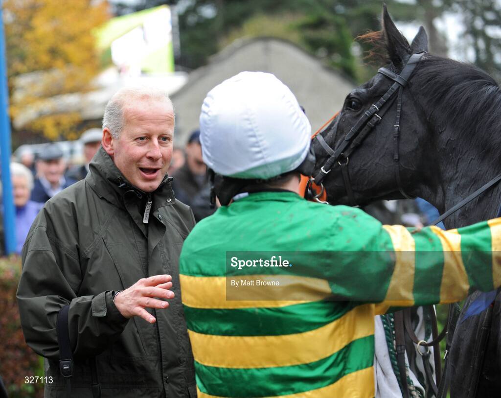 13 November 2008; Tom Taaffe, trainer, left, with Barry Geraghty after Glenfinn Captain won the Clonmel Oil Steeplechase. Clonmel racecourse, Clonmel, Co. Tipperary. Picture credit: Matt Browne / SPORTSFILE