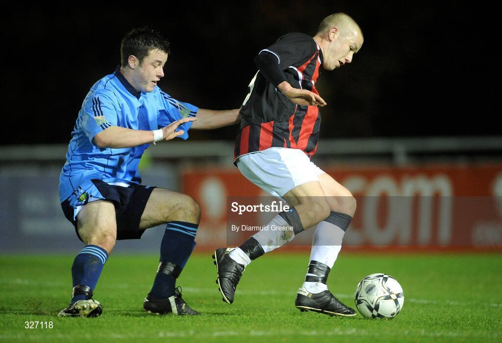 11 November 2008; Paddy Madden, Bohemians, in action against John Reilly, UCD. A Championship Final, UCD v Bohemians, UCD Bowl, Dublin. Picture credit: Diarmuid Greene / SPORTSFILE