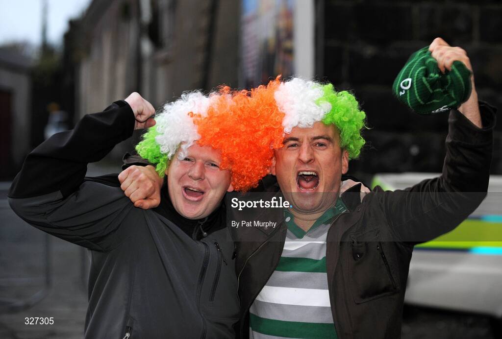 15 November 2008; Ireland supporters Turlough Murphy, left, and Kevin O'Riordan, both from Cork, show their support before the game. Guinness Autumn Internationals, Ireland v New Zealand, Croke Park, Dublin. Picture credit: Pat Murphy / SPORTSFILE