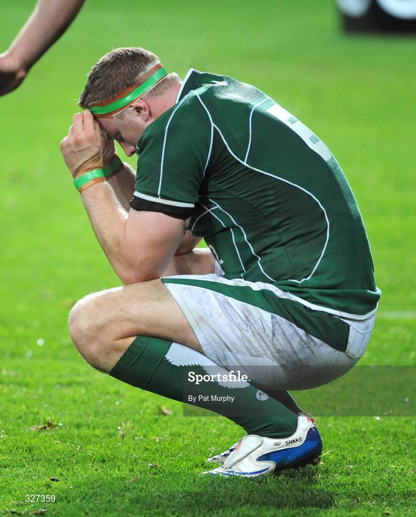 15 November 2008; Ireland's Jamie Heaslip shows his disappointment after the game. Guinness Autumn Internationals, Ireland v New Zealand, Croke Park, Dublin. Picture credit: Pat Murphy / SPORTSFILE