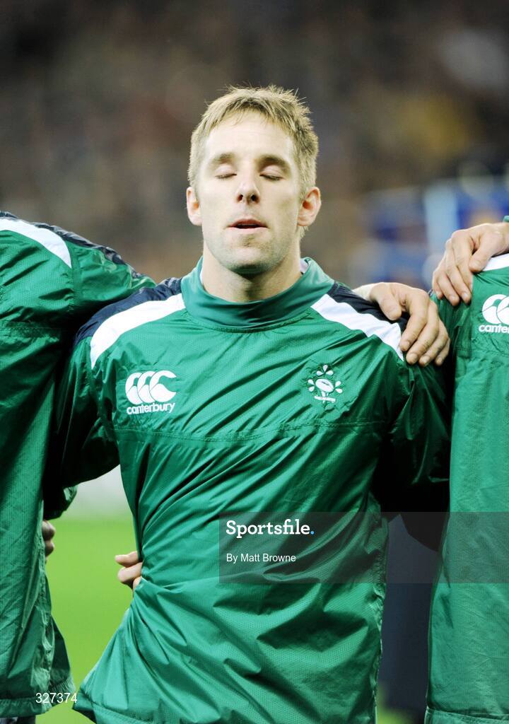 15 November 2008; Tomas O'Leary, Ireland, stands for the minute silence before the start of the game against New Zealand. Guinness Autumn Internationals, Ireland v New Zealand, Croke Park, Dublin. Picture credit: Matt Browne / SPORTSFILE