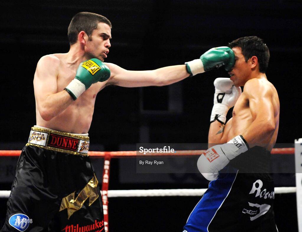 15 November 2008; Bernard Dunne lands a punch on Cristian Faccio, Hunky Dory Fight Night, Breaffy House Hotel, Mayo. Picture credit: Ray Ryan / SPORTSFILE