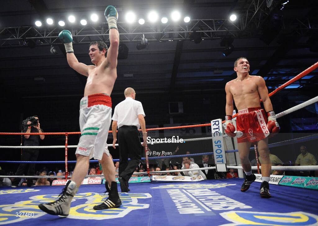 15 November 2008; Henry Coyle celebrates his victory over Russian opponent Serjejs Savrinovics. Hunky Dory Fight Night, Breaffy House Hotel, Mayo. Picture credit: Ray Ryan / SPORTSFILE