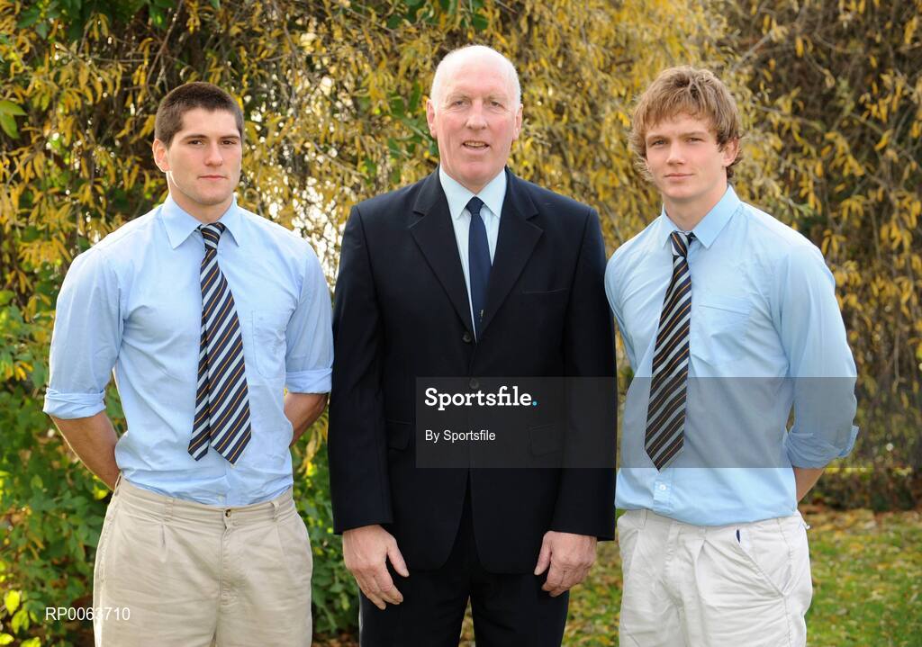 14 November 2008; St. Columba's College graduates and new UCD rugby scholarship recipients Ian McKinley, left, and Chris Lilly with Brian Mullins, UCD's Director of Sport, at the announcement of the new UCD Scholarship recipients for 2008/2009, O'Reilly Hall, UCD. Photo by Sportsfile