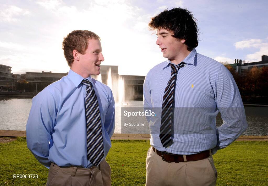 14 November 2008; New UCD rugby scholarship recipients Niall Earl, left, Wicklow, and Liam Hyland, Laois, at the announcement of the new UCD Scholarship recipients for 2008/2009, O'Reilly Hall, UCD. Photo by Sportsfile