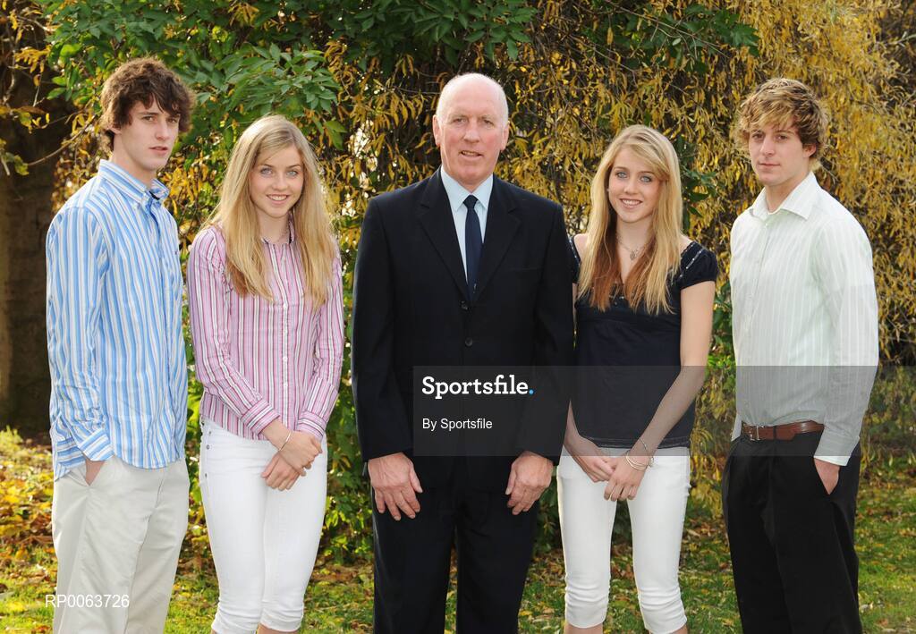 14 November 2008; Success on the double! Brian Mullins, UCD's Director of Sport, with International junior cross country athletes Rebecca, left, and Charlotte French O'Carroll with Irish Under 18 Basketball stars Daniel, left, and Conor James at the announcement of the new UCD Scholarship recipients for 2008/2009, O'Reilly Hall, UCD. Photo by Sportsfile