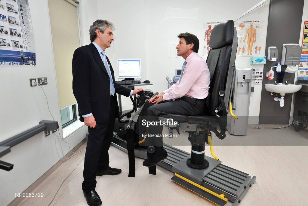 14 November 2008; Lord Sebastian Coe, Chairman of London 2012 Olympic Games and Paralympic Games, today officially opened SSC, a new 75million euro world-class hospital that brings together the expertise of consultants in Orthopaedics, Diagnostics and Sports Medicine in a purpose built clinic, one of only a handful of its kind worldwide. Lord Coe is pictured with SSC Medical Director Ray Moran. Located at Santry Demesne in Dublin, the 130,000 sq ft. SSC will employ over 160 staff, and caters for people of all ages affected by musculoskeletal injuries, which includes major joint replacement, specialist sports medicine clinics and rehabilitation programmes. Santry Demense, Santry, Dublin. Picture credit: Brendan Moran / SPORTSFILE