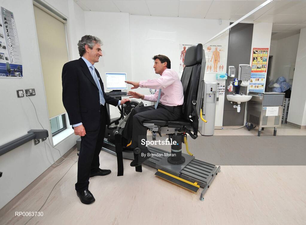 14 November 2008; Lord Sebastian Coe, Chairman of London 2012 Olympic Games and Paralympic Games, today officially opened SSC, a new 75million euro world-class hospital that brings together the expertise of consultants in Orthopaedics, Diagnostics and Sports Medicine in a purpose built clinic, one of only a handful of its kind worldwide. Lord Coe is pictured with SSC Medical Director Ray Moran. Located at Santry Demesne in Dublin, the 130,000 sq ft. SSC will employ over 160 staff, and caters for people of all ages affected by musculoskeletal injuries, which includes major joint replacement, specialist sports medicine clinics and rehabilitation programmes. Santry Demense, Santry, Dublin. Picture credit: Brendan Moran / SPORTSFILE