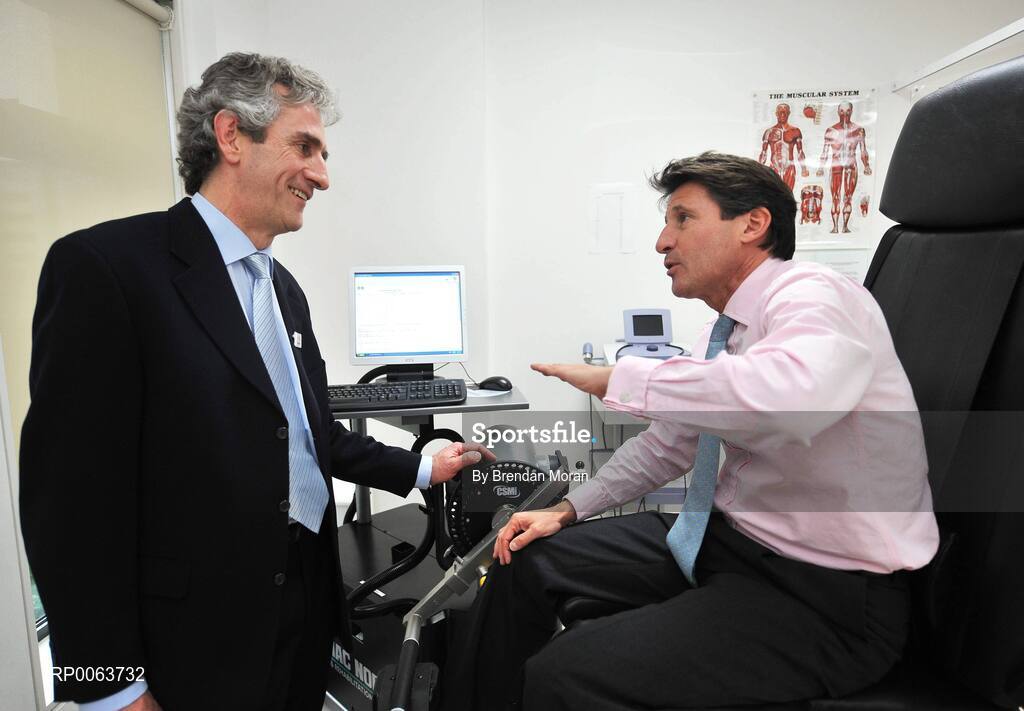 14 November 2008; Lord Sebastian Coe, Chairman of London 2012 Olympic Games and Paralympic Games, today officially opened SSC, a new 75million euro world-class hospital that brings together the expertise of consultants in Orthopaedics, Diagnostics and Sports Medicine in a purpose built clinic, one of only a handful of its kind worldwide. Lord Coe is pictured with SSC Medical Director Ray Moran. Located at Santry Demesne in Dublin, the 130,000 sq ft. SSC will employ over 160 staff, and caters for people of all ages affected by musculoskeletal injuries, which includes major joint replacement, specialist sports medicine clinics and rehabilitation programmes. Santry Demense, Santry, Dublin. Picture credit: Brendan Moran / SPORTSFILE