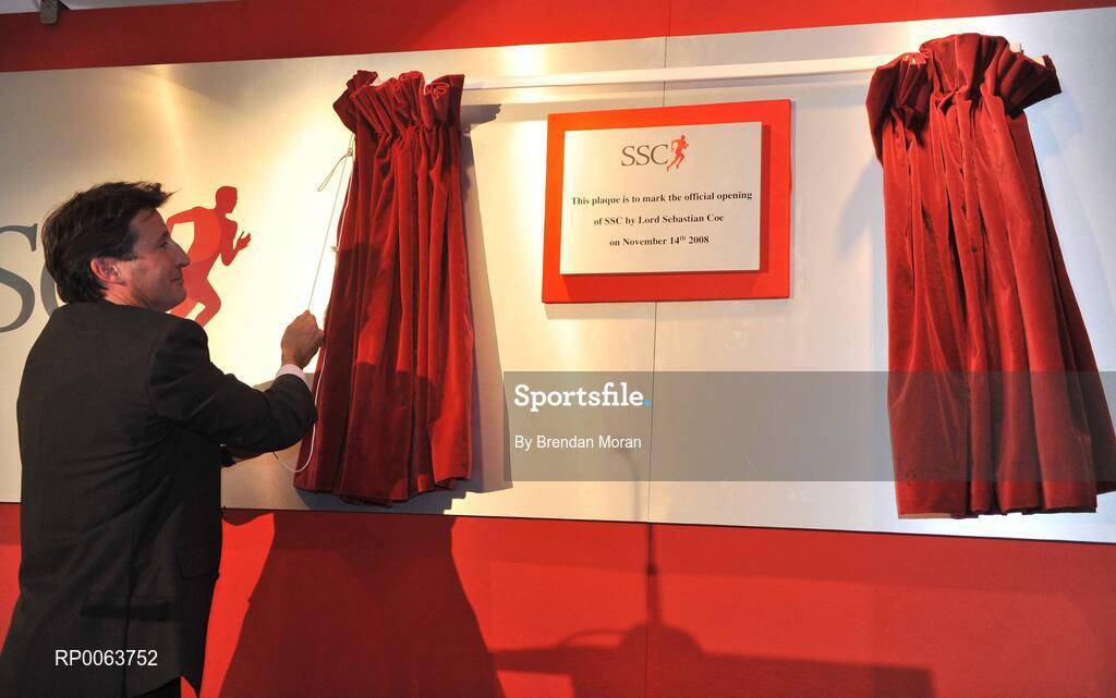 14 November 2008; Lord Sebastian Coe, Chairman of London 2012 Olympic Games and Paralympic Games, officially openes SSC, a new 75million euro world-class hospital that brings together the expertise of consultants in Orthopaedics, Diagnostics and Sports Medicine in a purpose built clinic, one of only a handful of its kind worldwide. Located at Santry Demesne in Dublin, the 130,000 sq ft. SSC will employ over 160 staff, and caters for people of all ages affected by musculoskeletal injuries, which includes major joint replacement, specialist sports medicine clinics and rehabilitation programmes. Santry Demense, Santry, Dublin. Picture credit: Brendan Moran / SPORTSFILE