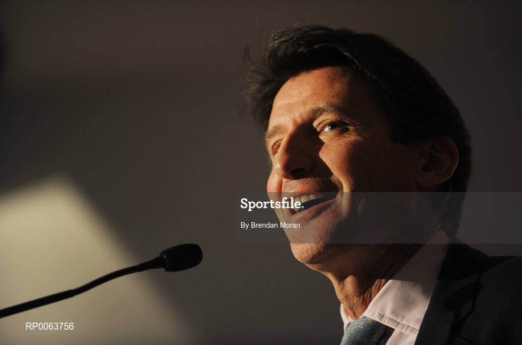 14 November 2008; Lord Sebastian Coe, Chairman of London 2012 Olympic Games and Paralympic Games, delivering his speech before officially opening SSC, a new 75million euro world-class hospital that brings together the expertise of consultants in Orthopaedics, Diagnostics and Sports Medicine in a purpose built clinic, one of only a handful of its kind worldwide. Located at Santry Demesne in Dublin, the 130,000 sq ft. SSC will employ over 160 staff, and caters for people of all ages affected by musculoskeletal injuries, which includes major joint replacement, specialist sports medicine clinics and rehabilitation programmes. Santry Demense, Santry, Dublin. Picture credit: Brendan Moran / SPORTSFILE