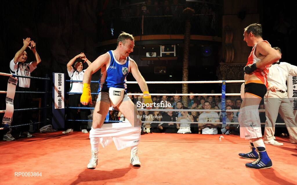 15 November 2008; Jockey's David Casey, left, and Paul Carberry after the fight. TV3 Kildare GAA Fight Night, Time: bar + venue, Naas, Co. Kildare. Picture credit: Ray Lohan / SPORTSFILE  *** Local Caption ***