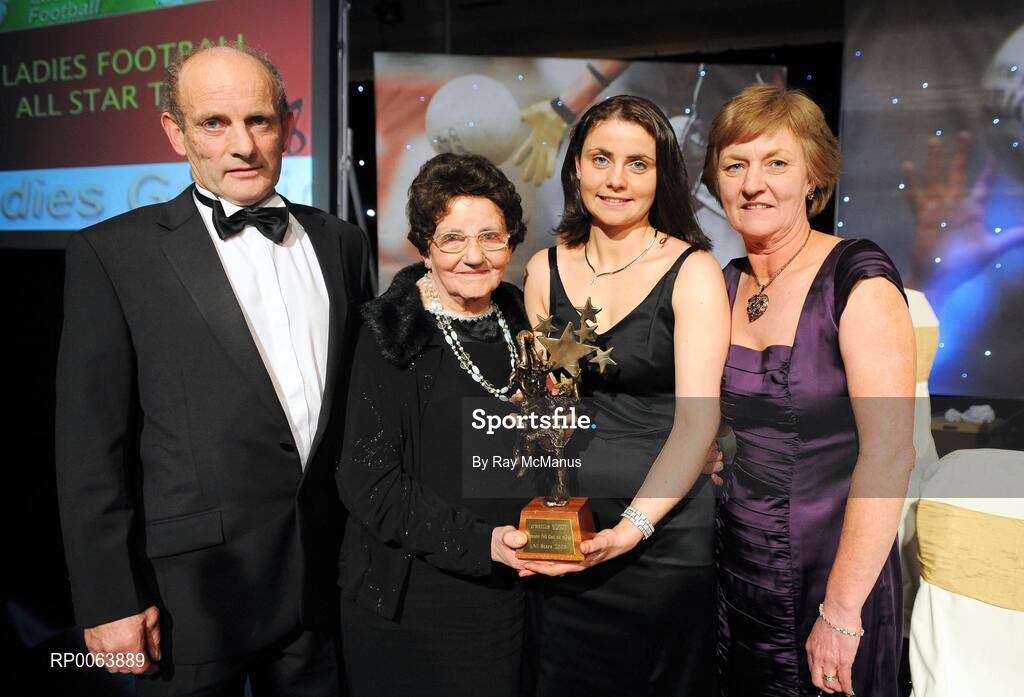 15 November 2008; Tipperary All Star award winner Edel Hanley, with her parents Thomas and Eileen, right, and grandmother Hattie Hanley. TG4 O'Neill's Ladies Football All-Stars Awards, Citywest Hotel, Dublin. Picture credit:  Ray McManus / SPORTSFILE
