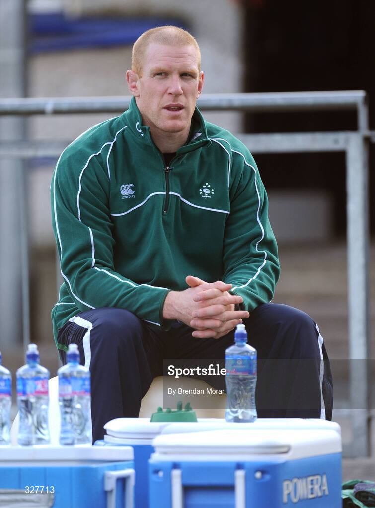 18 November 2008; Lock Paul O'Connell looks on during Ireland rugby squad training. Donnybrook Stadium, Dublin. Picture credit: Brendan Moran / SPORTSFILE