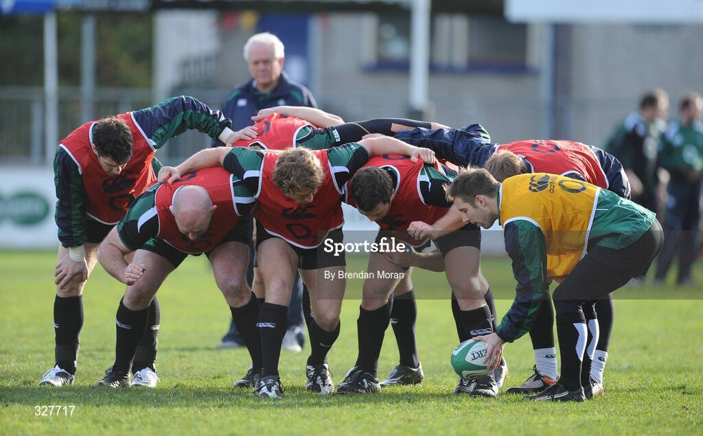 18 November 2008; Scrum-half Tomas O'Leary puts the ball into the scrum during Ireland rugby squad training. Donnybrook Stadium, Dublin. Picture credit: Brendan Moran / SPORTSFILE