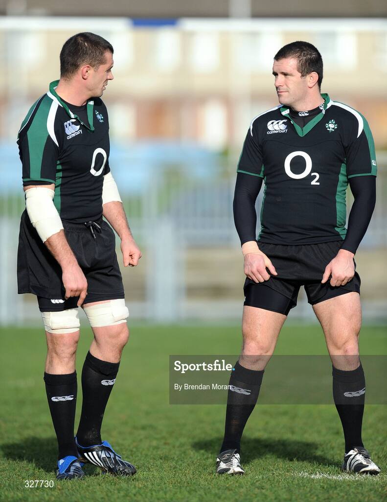 18 November 2008; Flankers Alan Quinlan, left, and Shane Jennings during Ireland rugby squad training. Donnybrook Stadium, Dublin. Picture credit: Brendan Moran / SPORTSFILE