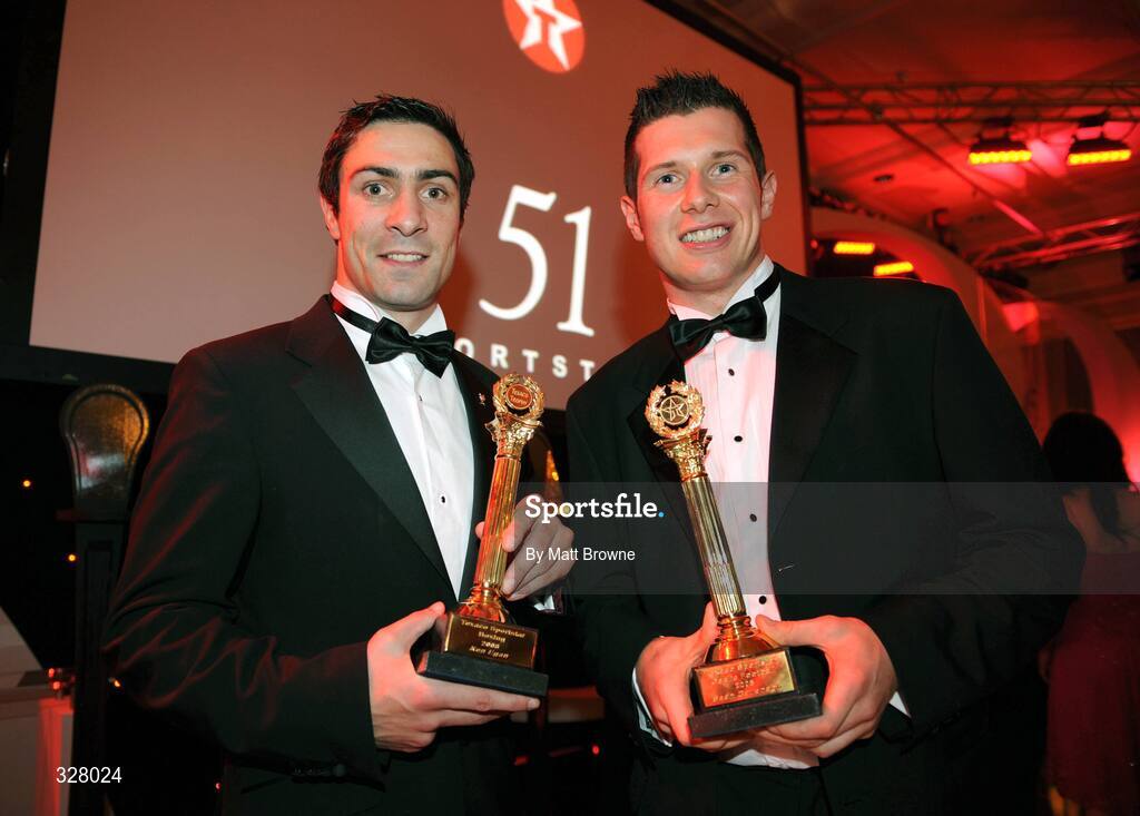 19 November 2008; Olympic boxer Kenny Egan and Tyrone Gaelic footballer Sean Cavanagh at the Texaco Sports Stars Awards. Four Seasons Hotel, Ballsbridge, Dublin. Picture credit: Matt Browne / SPORTSFILE