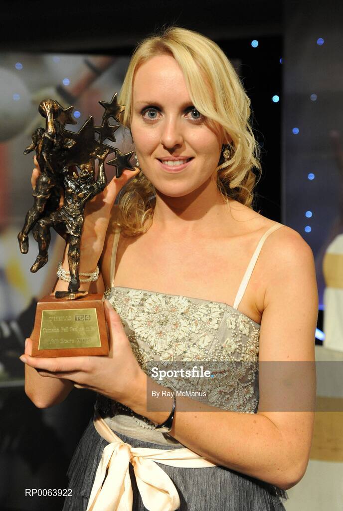 15 November 2008; Nollaig Cleary of Cork with her All Star award. TG4 O'Neill's Ladies Football All-Stars Awards, Citywest Hotel, Dublin. Picture credit:  Ray McManus / SPORTSFILE