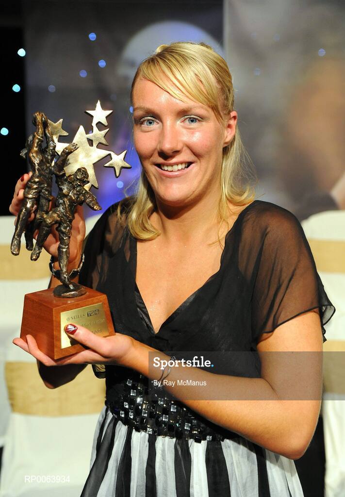 15 November 2008; Michaela Downey of Down with her All Star award. TG4 O'Neill's Ladies Football All-Stars Awards, Citywest Hotel, Dublin. Picture credit:  Ray McManus / SPORTSFILE