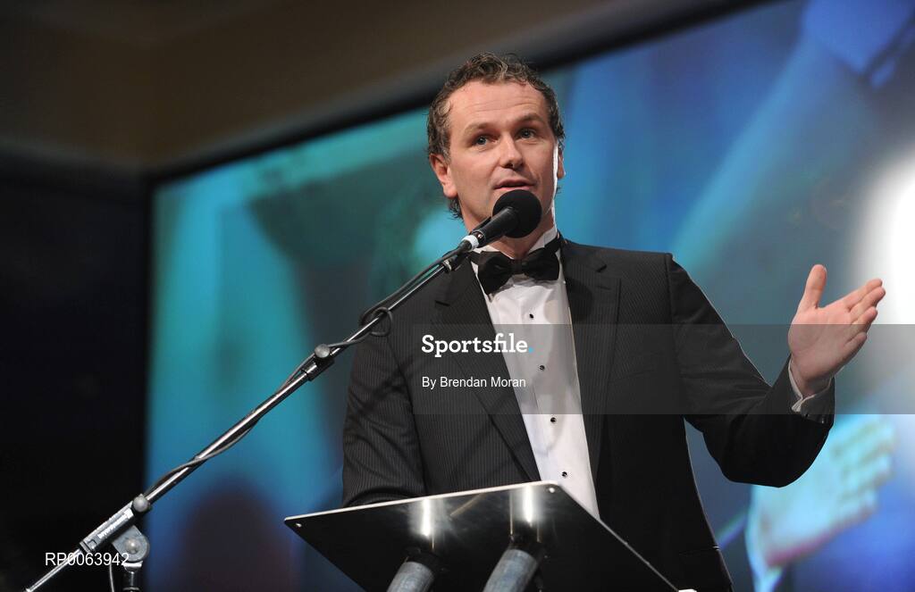 15 November 2008; MC Daithi O Se speaking during the awards. TG4 O'Neill's Ladies Football All-Stars Awards, Citywest Hotel, Dublin. Picture credit: Brendan Moran / SPORTSFILE