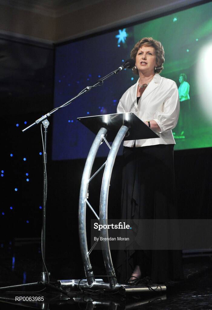 15 November 2008; President Mary McAleese speaking during the awards. TG4 O'Neill's Ladies Football All-Stars Awards, Citywest Hotel, Dublin. Picture credit: Brendan Moran / SPORTSFILE