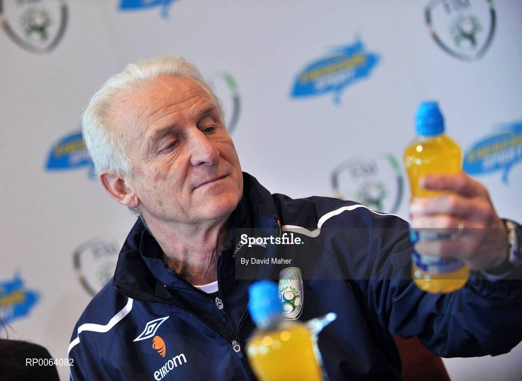 17 November 2008; Republic of Ireland manager Giovanni Trapattoni at the announcement that Lucozade Sport, has extended their sponsorship deal with the FAI, as their official sports drink sponsor. Grand Hotel, Malahide, Dublin. Picture credit: David Maher / SPORTSFILE