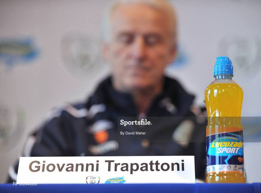 17 November 2008; Republic of Ireland manager Giovanni Trapattoni at the announcement that Lucozade Sport, has extended their sponsorship deal with the FAI, as their official sports drink sponsor. Grand Hotel, Malahide, Dublin. Picture credit: David Maher / SPORTSFILE