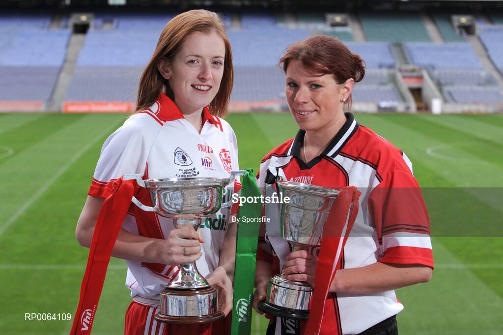 18 November 2008; Senior player Anne Marie Walsh, left, captain Inch Rovers, Cork, and intermediate player Lisa Ni Shuibhne, Ballingeary Inchigeela, Cork, ahead of the 2008 Vhi Healthcare All-Ireland Club Finals. The senior, intermediate and junior finals will take place over the coming two weekends. Croke Park, Dublin. Photo by Sportsfile