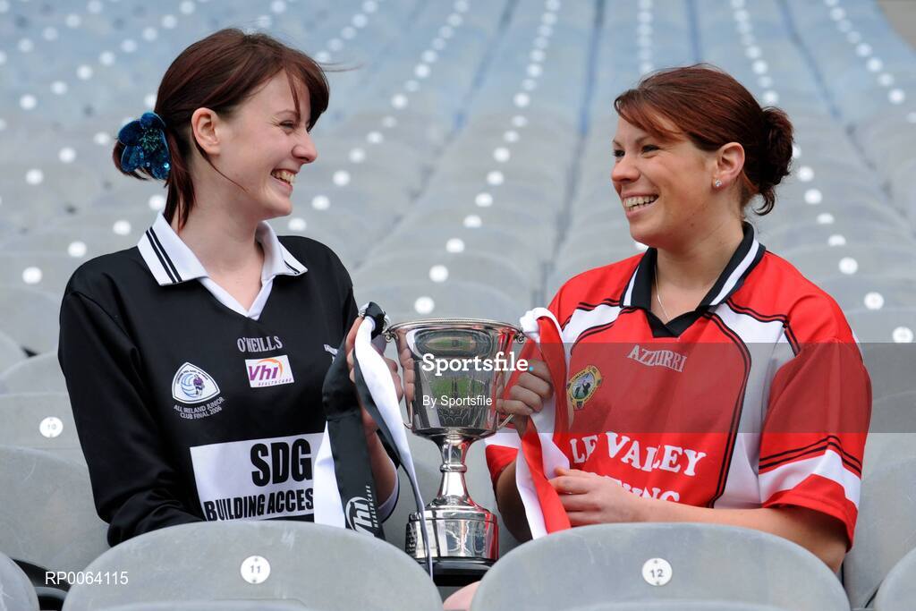 18 November 2008; Intermediate players Sinead Mohan, left, captain of Emyvale, Co. Monaghan, and Lisa Ni Shuibhne, Ballingeary Inchigeela, Cork, ahead of the 2008 Vhi Healthcare All-Ireland Club Finals. The senior, intermediate and junior finals will take place over the coming two weekends. Croke Park, Dublin. Photo by Sportsfile