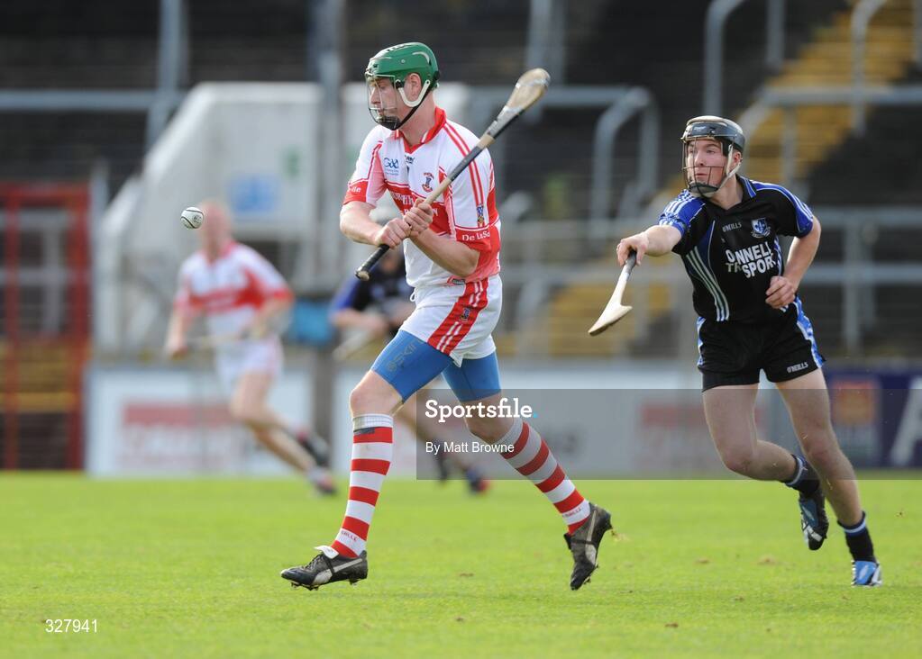 16 November 2008; Brian Farrell, De La Salle, in action against Cian McCarthy, Sarsfields. AIB Munster Senior Club Hurling Championship Semi-Final, Sarsfields v De La Salle, Pairc Ui Chaoimh, Cork. Picture credit: Matt Browne / SPORTSFILE