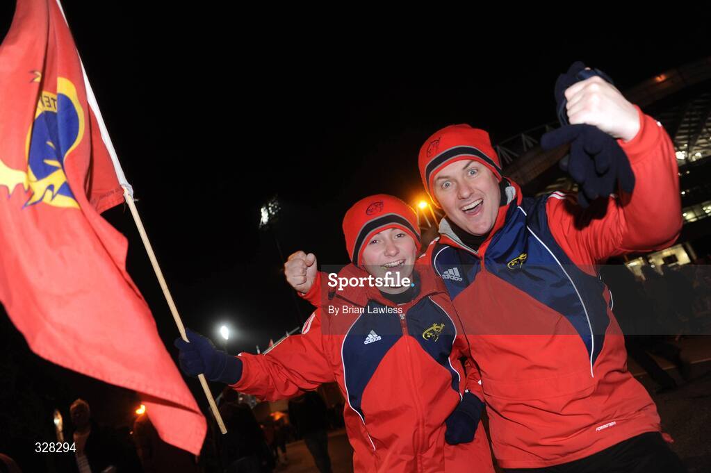 18 November 2008; Cathal Curran, left, with his father John, from Killaloe, on their way to the match. Zurich Challenge Match, Munster v New Zealand, Thomond Park, Limerick. Picture credit: Brian Lawless / SPORTSFILE