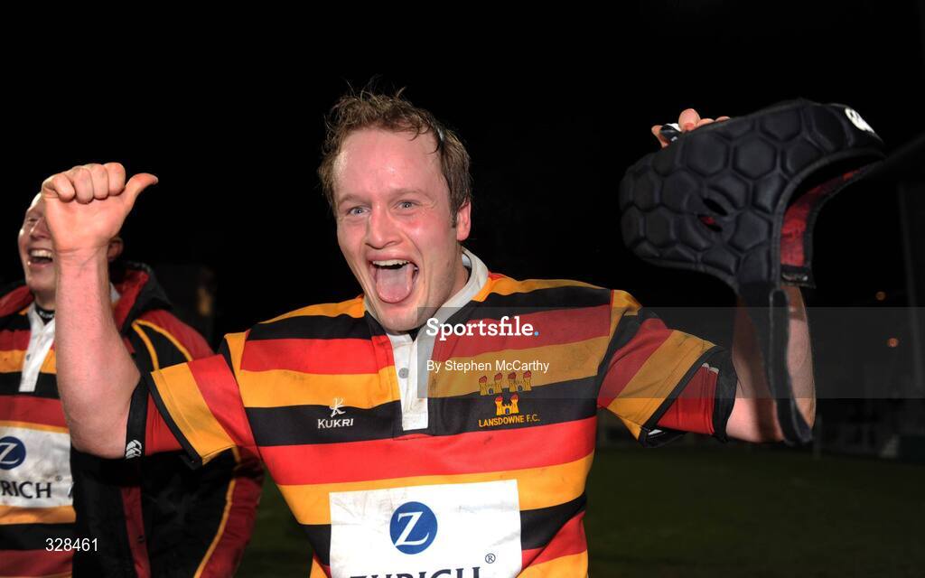 21 November 2008; Robert Quinn, Lansdowne, celebrates after the game. Leinster Senior League Cup Final, Clontarf v Lansdowne, Donnybrook Stadium, Dublin. Picture credit: Stephen McCarthy / SPORTSFILE