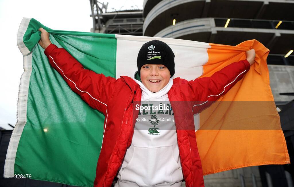 22 November 2008; Ireland supporter Sam Streek, age 9, from Ringsend, ahead of the game. Guinness Autumn Internationals, Ireland v Argentina, Croke Park, Dublin. Picture credit: Stephen McCarthy / SPORTSFILE