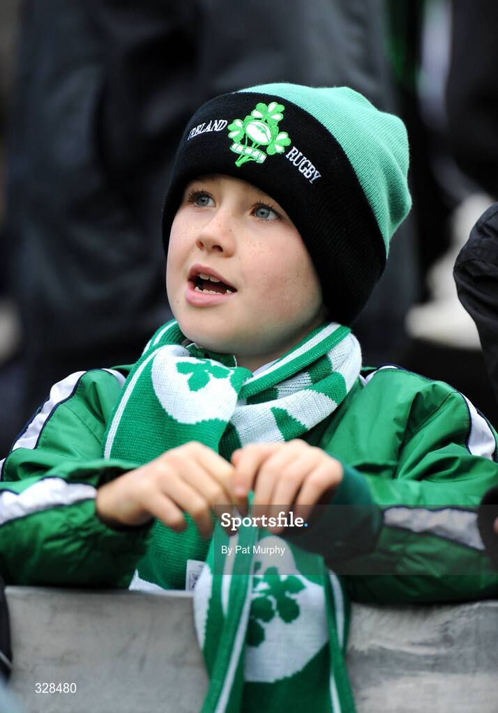 22 November 2008; A young Ireland supporter awaits the start of the game. Guinness Autumn Internationals, Ireland v Argentina, Croke Park, Dublin. Picture credit: Pat Murphy / SPORTSFILE