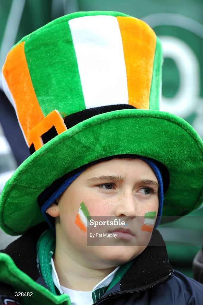 22 November 2008; A young Ireland supporter awaits the start of the game. Guinness Autumn Internationals, Ireland v Argentina, Croke Park, Dublin. Picture credit: Pat Murphy / SPORTSFILE