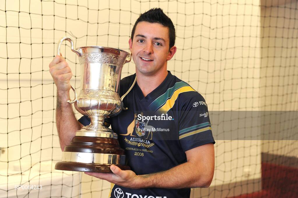 31 October 2008; Ireland's Aidan O'Mahony, from Kerry, with the Cormac McAnallen Cup after their side's victory over Australia. Toyota International Rules Series, Australia v Ireland, Melbourne Cricket Ground, Melbourne, Australia. Picture credit: Ray McManus / SPORTSFILE