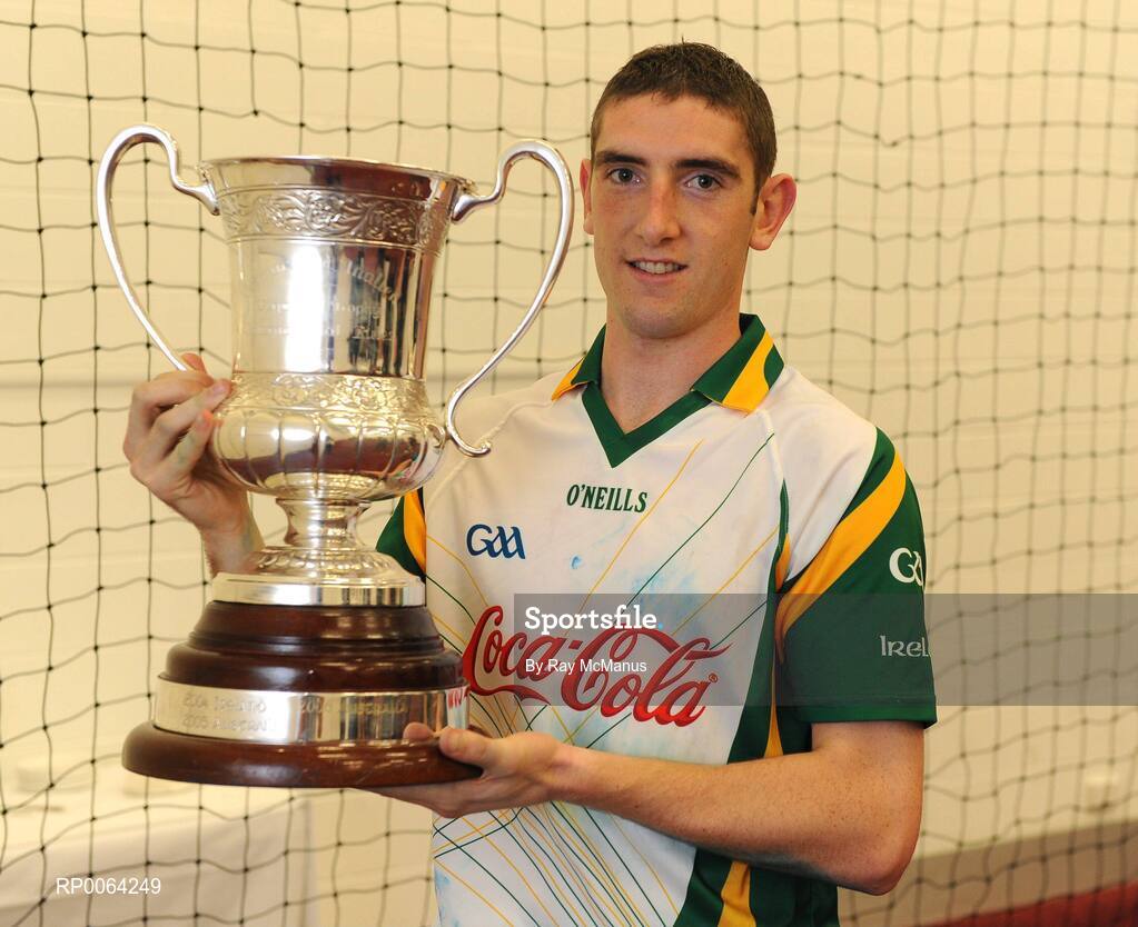 31 October 2008; Ireland's Killian Young, Kerry, with the Cormac McAnallen Cup after victory over Australia. Toyota International Rules Series, Australia v Ireland, Melbourne Cricket Ground, Melbourne, Australia. Picture credit: Ray McManus / SPORTSFILE