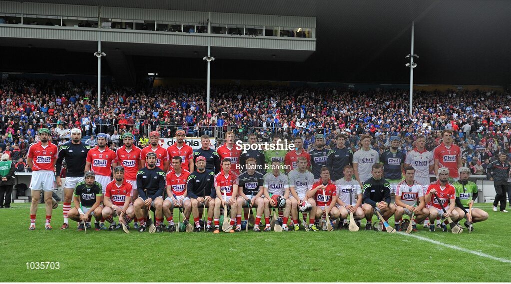 26 July 2015; The Cork panel. GAA Hurling All-Ireland Senior Championship, Quarter-Final, Galway v Cork. Semple Stadium, Thurles, Co. Tipperary. Picture credit: Dáire Brennan / SPORTSFILE