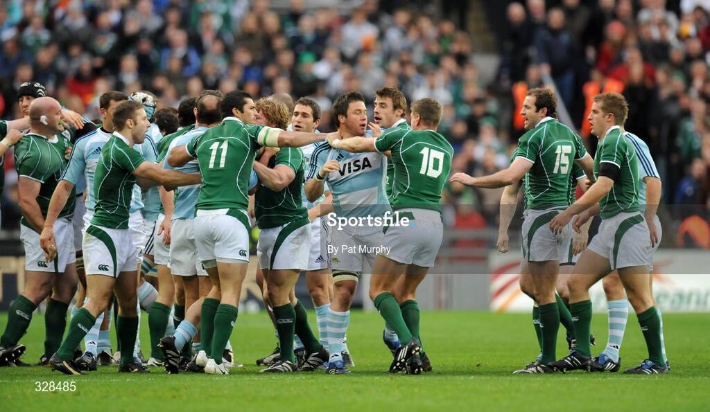 22 November 2008; Players from both sides are involved in an altercation during the game. Guinness Autumn Internationals, Ireland v Argentina, Croke Park, Dublin. Picture credit: Pat Murphy / SPORTSFILE