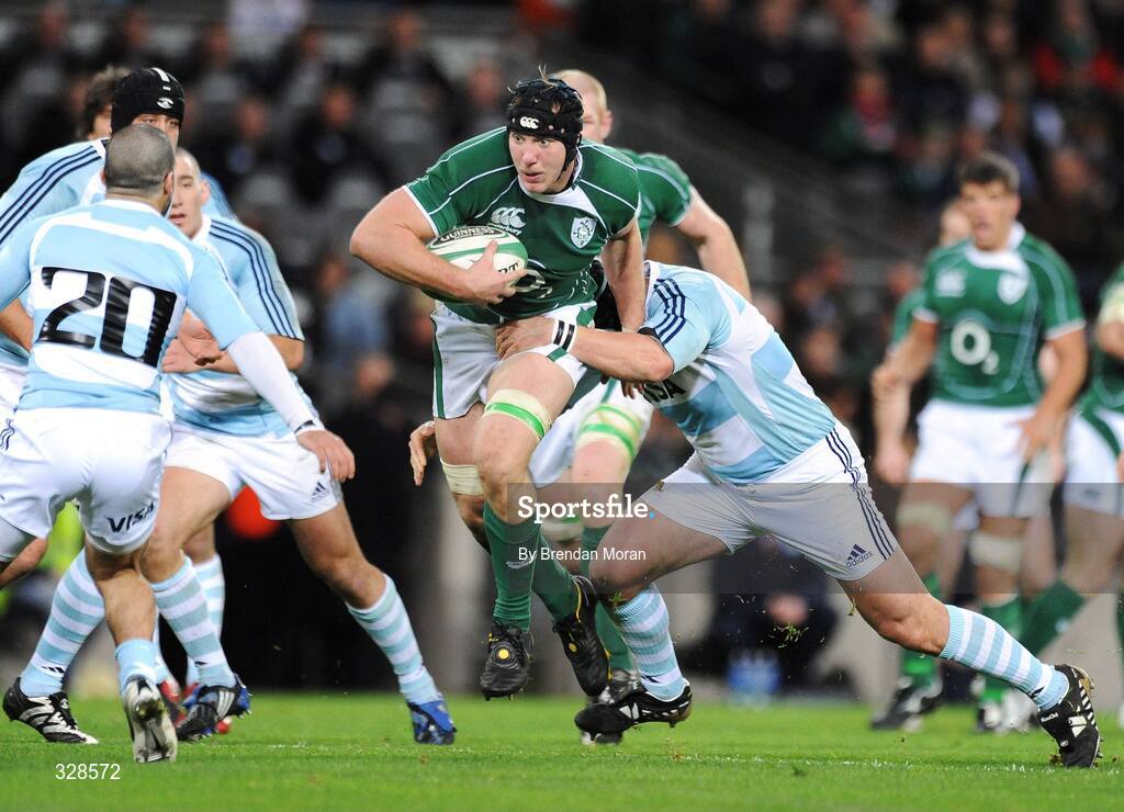 22 November 2008; Stephen Ferris, Ireland, is tackled by Marcos Ayerza, Argentina. Guinness Autumn Internationals, Ireland v Argentina, Croke Park, Dublin. Picture credit: Brendan Moran / SPORTSFILE