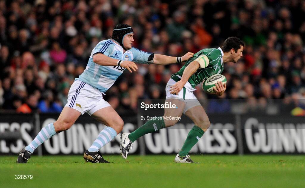 22 November 2008; Rob Kearney, Ireland, in action against Marcos Ayerza, Argentina. Guinness Autumn Internationals, Ireland v Argentina, Croke Park, Dublin. Picture credit: Stephen McCarthy / SPORTSFILE