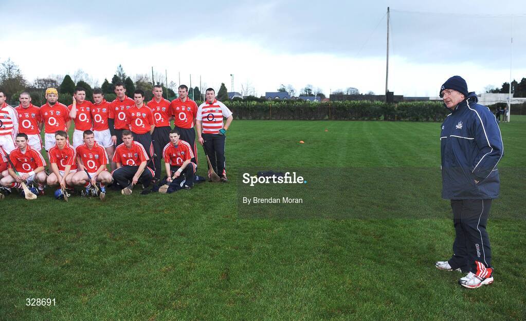 23 November 2008; Cork manager Gerald McCarthy looks on as his team stand for a team photograph. Match to celebrate 150th Anniversary of St Colman's College, St Colman's XV v Cork Selection XV, Fitzgerald Park, Fermoy, Co. Cork. Picture credit: Brendan Moran / SPORTSFILE
