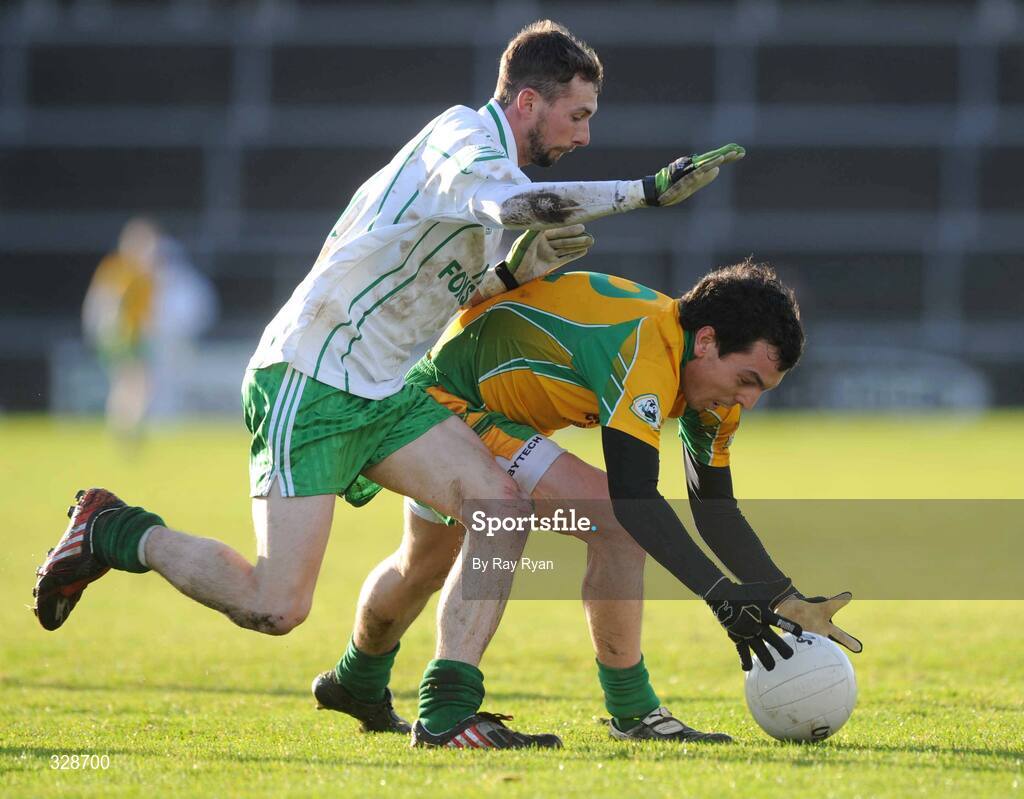 23 November 2008; David Hanly, Corofin, in action against Kevin Gallagher, Eastern Harps. AIB Connacht Senior Club Football Championship Final, Corofin v Eastern Harps, Pearse Stadium, Galway. Picture credit: Ray Ryan / SPORTSFILE