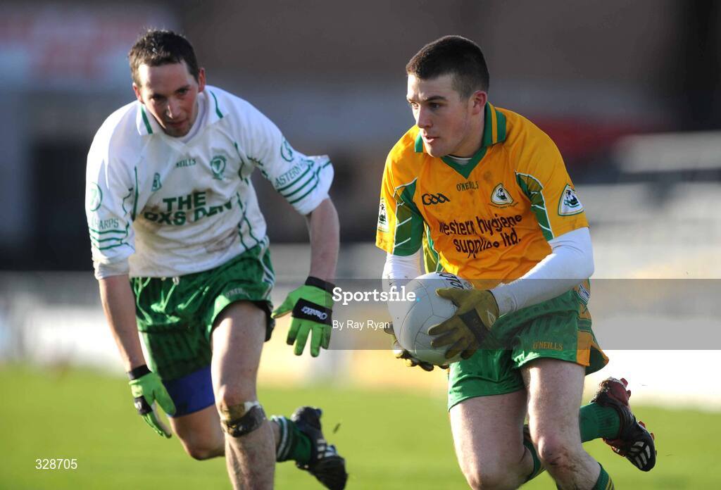 23 November 2008; Joe Canney, Corofin, in action against Shane King, Eastern Harps. AIB Connacht Senior Club Football Championship Final, Corofin v Eastern Harps, Pearse Stadium, Galway. Picture credit: Ray Ryan / SPORTSFILE