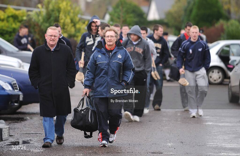 23 November 2008; Cork manager Gerald McCarthy leads the Cork players into the ground before the game. Match to celebrate 150th Anniversary of St Colman's College, St Colman's XV v Cork Selection XV, Fitzgerald Park, Fermoy, Co. Cork. Picture credit: Brendan Moran / SPORTSFILE