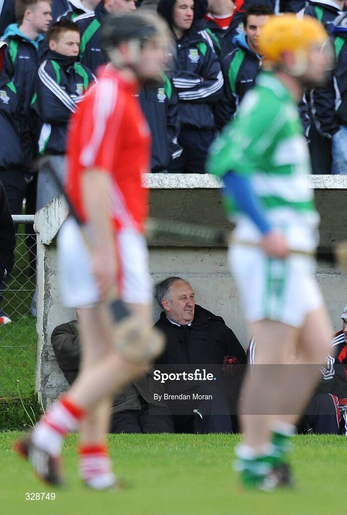 23 November 2008; Frank Murphy, Secretary of the Cork County Board, sits in the substitutes bench during the game. Match to celebrate 150th Anniversary of St Colman's College, St Colman's XV v Cork Selection XV, Fitzgerald Park, Fermoy, Co. Cork. Picture credit: Brendan Moran / SPORTSFILE
