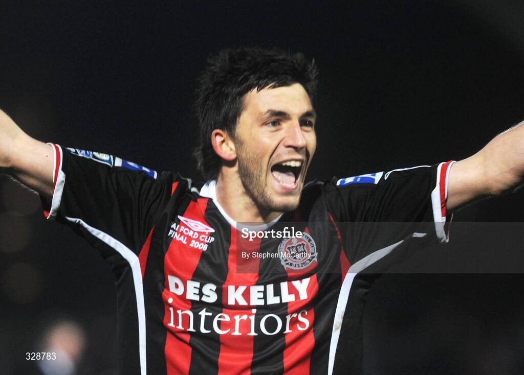 23 November 2008; Killian Brennan, Bohemians, celebrates after the game. Ford FAI Cup Final 2008, Bohemians v Derry City, RDS, Ballsbridge, Dublin. Picture credit: Stephen McCarthy / SPORTSFILE